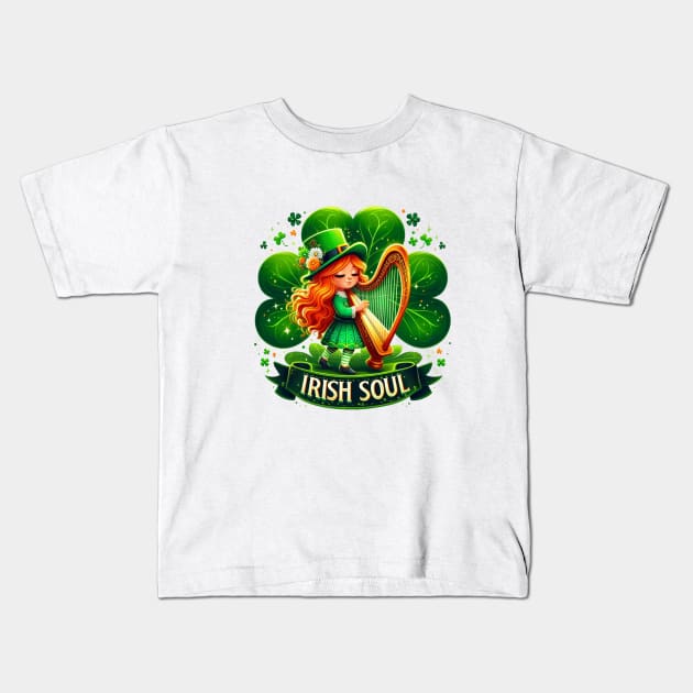 Irish Harp Kids T-Shirt by BukovskyART